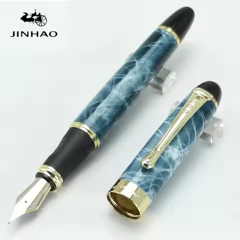 JINHAO X450 Fountain Pen 18KGP Broad Nib Blue and Black Fog Pattern 22 Styles Stationery School&Offi