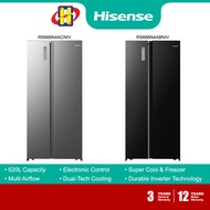[Free Delivery] Hisense Refrigerator (620L/Black/Silver) Inverter Side-by-Side Fridge RS666N4ACNIV /