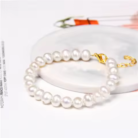 Baroque White Pearl Chain Bracelet Hot Sale Natural Freshwater Pearl Bracelet Elegant Classic Jewelr