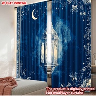 2D flat printing 2pcs Curtains fasting month Digital Printed Polyester Drapes Family Party for livin