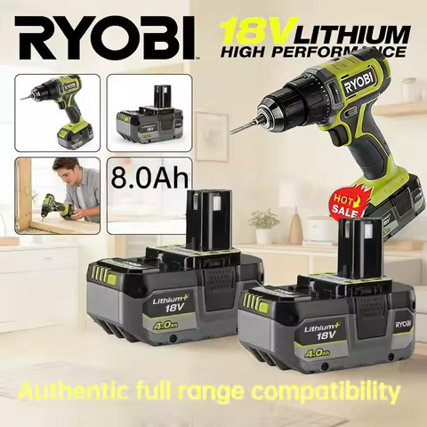 Original Genuine 18v RYOBI Lithium Battery,18v 8.0Ah for Long Runtime with All ONE+ Household hand d