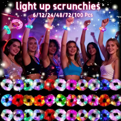 Light Up Scrunchies, LED Scrunchies Hair Bands, Elastic Glow in the Dark Srunchies Rave Accessories 