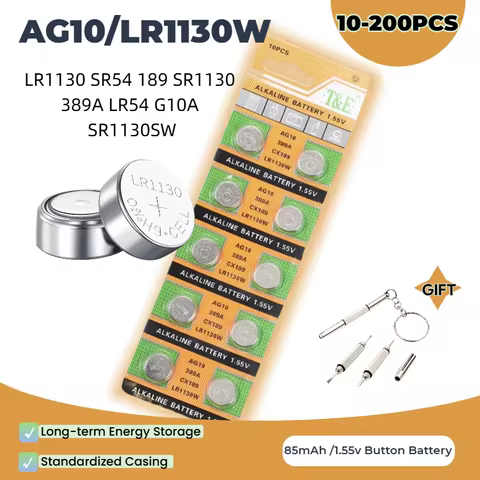 10-200Pcs AG10 LR1130W Batteries 389A LR54 L1131 SR1130 1.55v High Capacity Button Cell Coin Battery