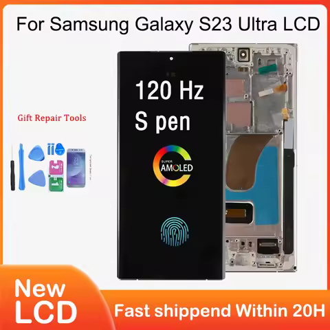 100% Test AMOLED Display Screen for Samsung Galaxy S23 Ultra S918B S918B/DS Lcd Display Digital Touc