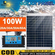 (Dikirim Dari Jakarta)Panel Surya Portabel 100W Kit Pengisi Daya USB DC Ganda dengan Pengontrol Tena