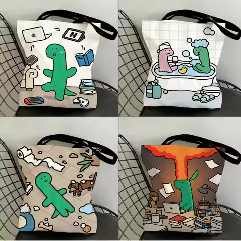 Cartoon Art Joguman Storage Bags Canvas Double-Sided Print Shopping Bag Large Capacity Aesthetic Reu