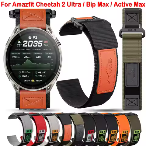 22mm Nylon Strap For Amazfit Cheetah 2 Ultra / Bip Max / Active Max Washable Adjustable Watchband Fo