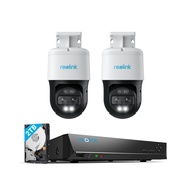 REOLINK 4K PTZ Security Cameras System, IP PoE Outdoor Cameras, 2X Reolink Trackmix PoE with 6X Hybr