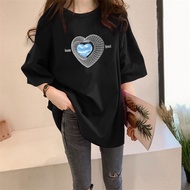 [AMYGO] A21187 M-5XL Loose  Plus Size Baju T shirt Perempuan Tops Lengan Pendek Murah Muslimah Wanit