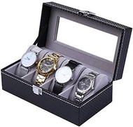 Unisex Watch Storage Box 4 Plaid Carbon Fiber Jewelry Glass Top Display Cabinet