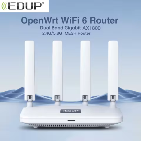 EDUP Openwrt Router W​ifi 6 Mash Router AX1800 2.4GHz 5GHz Dual Band Gigabit Wireless Routers High G