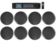 Rockville 6-Zone 70v Amplifier+(8) 8" 2-Way Black Ceiling Speakers 4 Restaurant
