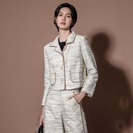 【MEDUSA】米白滾邊毛呢西裝外套(M-XL) | 女長袖西裝外套 上班