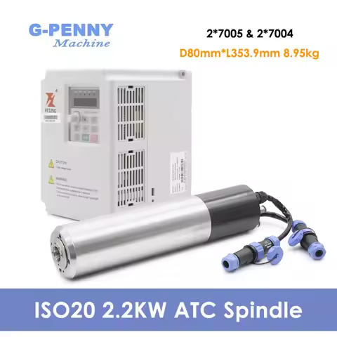 G-Penny 2.2kw Water Cooled Spindle ATC Auto Tool Change 220v/380v 24000rpm 400/800Hz 4 Pole BD612 2.