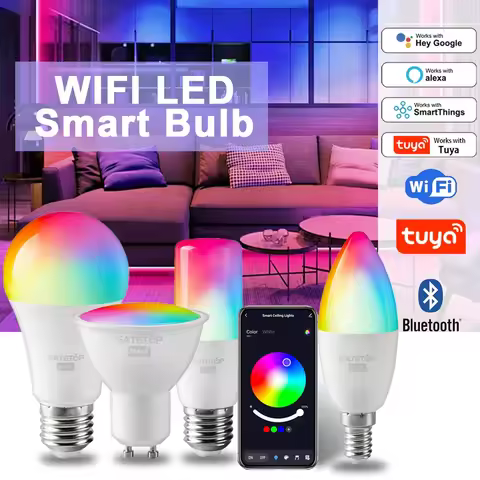 Dimmable Tuya Rgb Smart Bulb Gu10 C37 A60 T37 E14 E27 B22 Light Wifi Led Magic Lamp AC85V-265V Work 