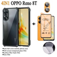 4IN1 for OPPO Reno8 T Reno 8T 5G Ceramic Tempered Glass Film For OPPO Reno 8 7 6 5 Pro 4 4Z 6Z 7Z 5G Shockproof Soft Case and And Skin Carbon and Camera lens film