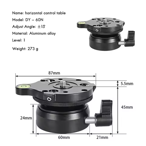 【Sleek Design】2X DY-60N Tripod Head Leveling Base Adjusting Plate With Bubble Level For DSLR Camera