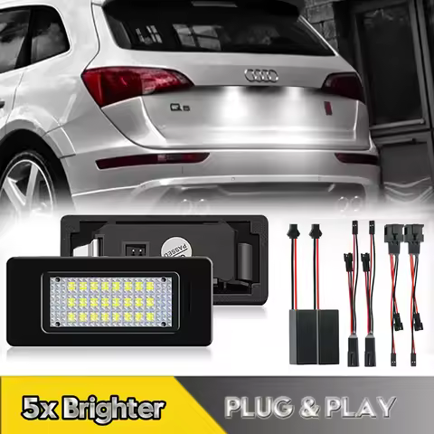 2Pcs For Audi A3 A4 A5 A6 A7 Q3 Q5 Q7 TT A1 S3 S4 S5 S6 LED License Plate Lights Car Rear Number Pla