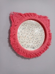 Pembungkus cermin sudah plus cermin / bingkai cermin / Macrame cermin hello kitty / macrame cermin k