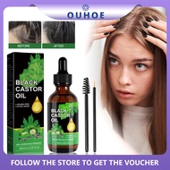 【BUY 2 GET 1 Gift】OUHOE Black Castor Oil 60ml Hair Eyebrows Eyelash Growth Oil Scalp Treatment Anti Loss Strengthening Repair Nourishing Cold Pressed Castor Oil