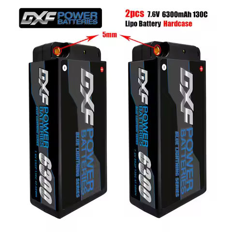 DXF Lipo Battery 2S Shorty 7.6V 6300mah 130C 260C 4mm 5mm Graphene Bullet Competition Short-Pack for