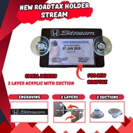 Car Roadtax Holder Acrylic Color With Suction Cup 2024 Version New Size For Honda Stream