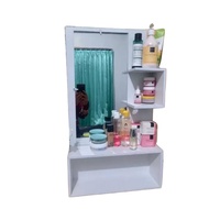 Rak Kosmetik Rias gantung / Meja Kosmestik Rias Cermin Kaca Mini Kecil 40x25