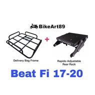 RAPIDO Monorack Honda Beat Fi 2017-Present Foodpanda Grabfood Shopee Food Delivery Bag Frame Tapak Accessories