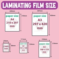 10's / 50's Laminate / Laminating Film A6 / A5 / A4 /A3 Plastic Sarung Laminate Film
