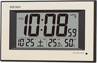 Seiko Clock SQ438G Clock Clock Automatic Illumination Radio Digital Calendar Temperature Humidity Display Night Light Gold Pearl