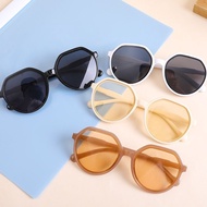 LZ Cermin Mata Hitam Sunglasses Round Shape Ladies Spek Mata Perempuan Retro Style Bulat Besar Shades Murah CML