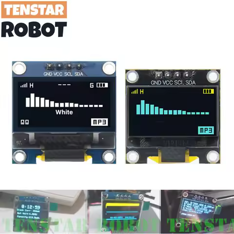 TENSTAR 0.96 Inch OLED SSD1306 White/Blue/Yellow 128X64 IIC I2C Serial Display Module 12864 LCD Scre