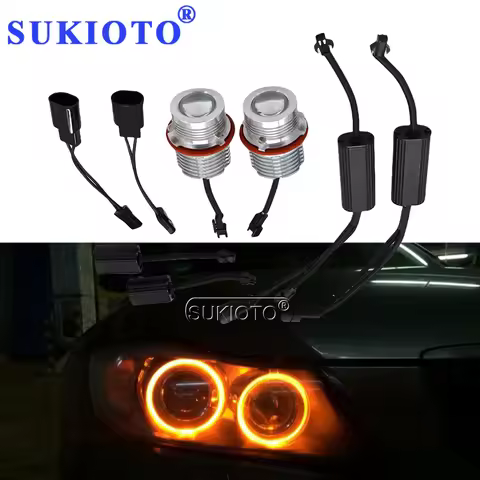 2PCS 80W Super Bright Canbus LED Angel Eyes Marker Kit for BMW E39 E60 E61 X3 X5 E65 E66 E83 E87 Whi