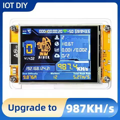 NMMiner Hashrate 987KH/s Lucky Miner for computer nerd 2.8 inch Solo Lottery Bitcoin Smart Display C