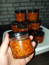 Homemade Chili Garlic Oil in glass jar 120ML