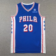 76ers Biru Bersulam 20 McCauley Jersey Baju Bola Keranjang McCauley Lelaki Jersi Bola Keranjang
