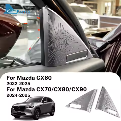 Stainless Steel Front Door Speaker Cover For Mazda CX60 2022-2025 CX70 CX-70 CX80 CX-80 CX90 CX-90 H
