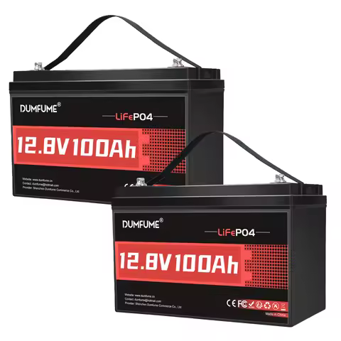 Dumfume 2 Pieces 12V 100Ah LiFePO4 Lithium Battery 24V 100Ah/12V 314Ah Battery for Solar Systems Cam