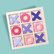 1 Set Of Wooden Tic Tac Toe Block Toy 9-Grid XO Game For Children, Educational Desktop Game For Logi