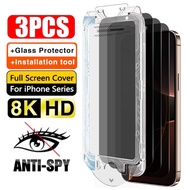 3Pcs Privacy Screen Protector for iPhone 16 16e 15 14 13 12 11 Pro Max XR X XS Anti-Spy Tempered Gla