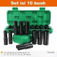 8-24MM Impact Socket Set 10Pcs 1/ 2 Inch Length Reach Extension Impact Socket Repair Tools Price Spa