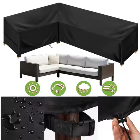Outdoor Waterproof Sectional Sofa Cover Heavy Duty L-Shape Couch Cover Lawn Sofa Covers Garden Furni