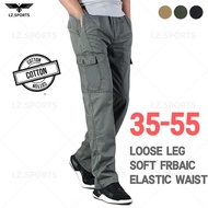 Cargo Pants Men Casual Plus Big Size Loose Cotton Thin Multi Pockets Elastic Waist Trousers XL-6XL F