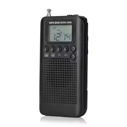 HRD-104 Digital Mini Pocket AM FM Radio with LCD Display 40mm Driver Speaker