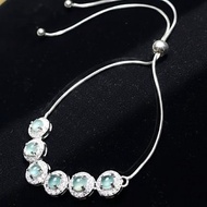 高冰種天空藍翡翠蛋面手鍊 925純銀 | 天然翡翠A貨 | 送禮