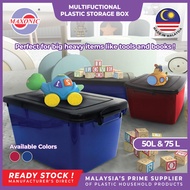 Maxonic 50L/75L PLASTIC STORAGE BOX | Plastic Storage Box | Stackable STORAGE Organizer | Multipurpo
