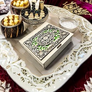 Customized Ramadan & Raya Tidbit Box | Wooden Festive Snack Organizer with Personalized Branding FB2