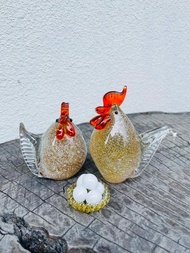 水晶玻璃 琉璃 雞 夫妻雞 福氣雞