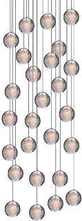 LED Pendant Light Glass Crystal Decorative Modern Chandelier for Villa Stairs Living Room Dining Room Bedroom Ceiling Light (26 Lights, Round Plate) Comfortable anniversary