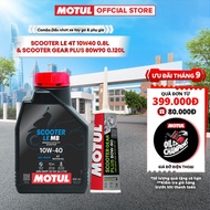 Combo MOTUL SCOOTER LE 4T 10W40 0.8L Scooter Lubricant and MOTUL SCOOTER GEAR PLUS 80W90 0.120L Scoo